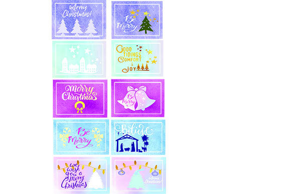 10 Square Christmas Stickers Illustrations