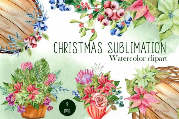 Christmas Bouquets PNG Clipart for Branding and Packaging