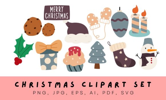 Christmas Clipart Bundle SVG PNG and JPG for Branding