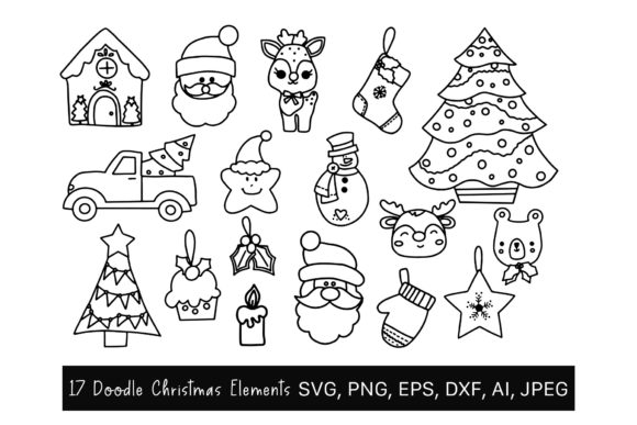 Christmas Doodle Clipart SVG for Festive Illustrations