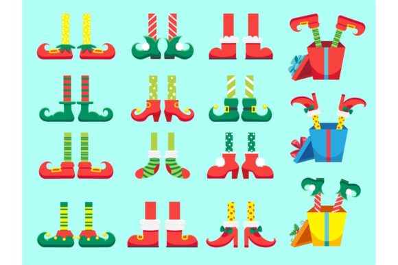 Christmas Elf Feet Illustrations for Branding and Marketing