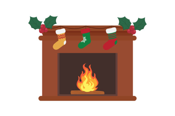 Christmas Fireplace Vector-4: A Festive Illustration for Local Branding