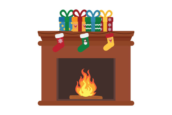 Christmas Fireplace Vector-6 Illustrations for Festive Branding