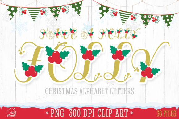 Christmas Holly Jolly Alphabet Letters for Festive Illustrations