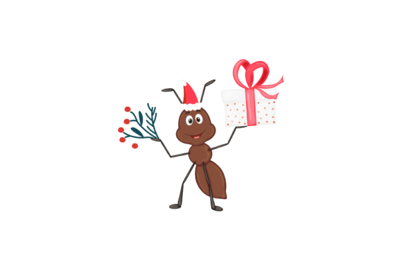 Christmas Illustration Ant Animal Cute for Blog and Website Design
