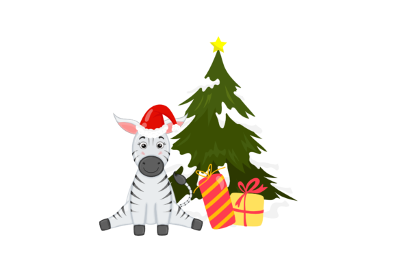 Christmas Illustration Zebra Animal for Handmade Creations