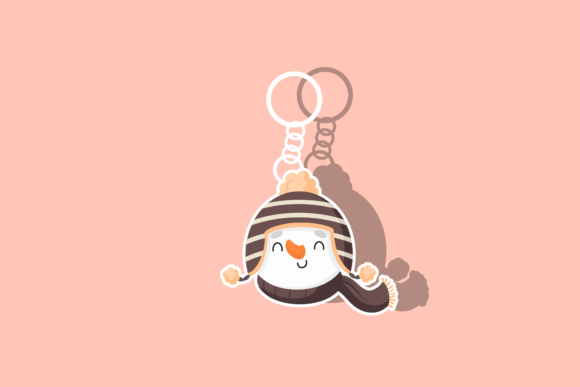 Christmas Key Chain Cute Snowman Design Illustrations