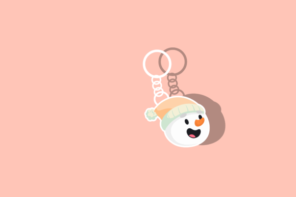 Christmas Ornament Key Chain Snowman Art Illustrations