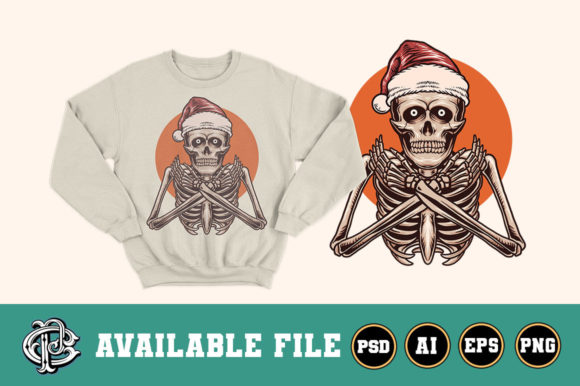 Christmas Skeleton T-shirt Design Illustrations