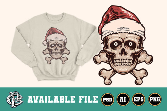 Christmas Skull T-shirt Design for Illustrations