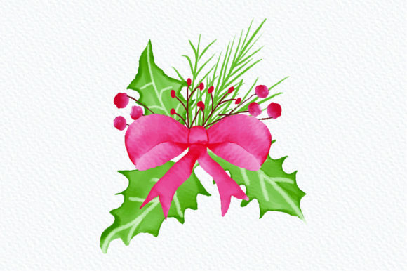 Christmas Watercolor Clipart Ribbon for Illustrations