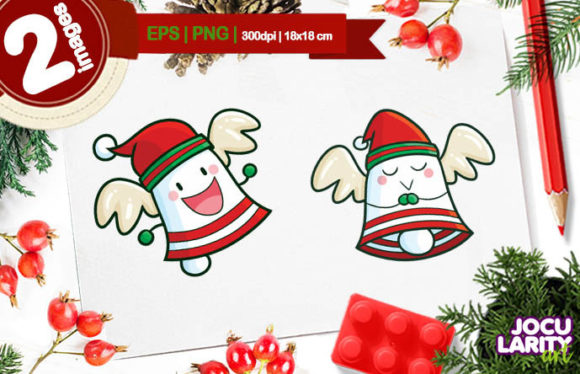 Cute Christmas Bell Cartoon Illustration for Handmade Projects