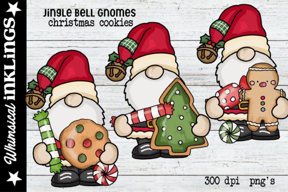 Jingle Bell Gnomes Christmas Cookies: Festive Illustrations for Brands