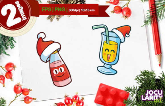 Kawaii Christmas Beverage Cartoon Vector Illustrations