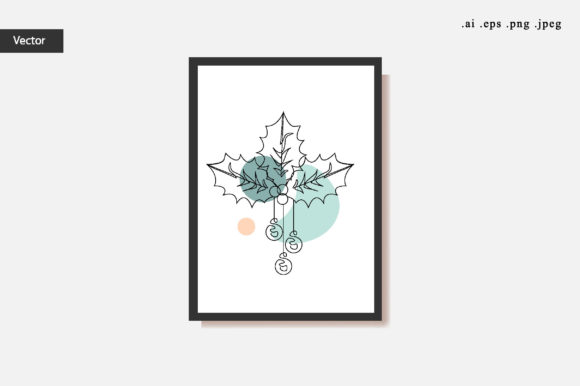 Line Drawing of Christmas Holly Berry Illustrations