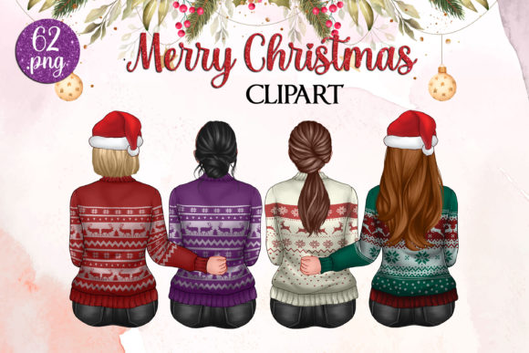 Merry Christmas, Bestie Clipart Illustrations