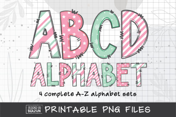 Pastel Christmas Alphabet Sublimation Illustrations