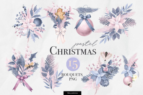 Pastel Christmas Bouquets: Festive Illustrations for Modern Publishing