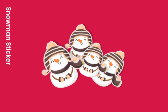 Snowman Sticker Christmas Style Design Illustrations