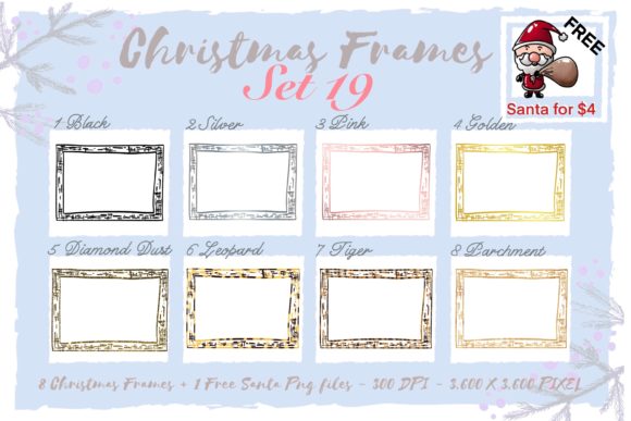 Sublimation Christmas Frames Set 19 for Illustrations