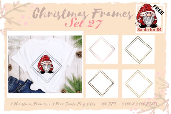Sublimation Christmas Frames Set 27: A Designer's Review of Festive Illustrations