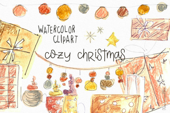 Watercolor Christmas Ornaments Clipart for Modern Illustrations